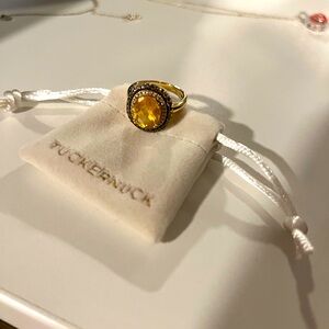 LeVian 14K Yellow Gold Citrine & Diamond Ring Size 7